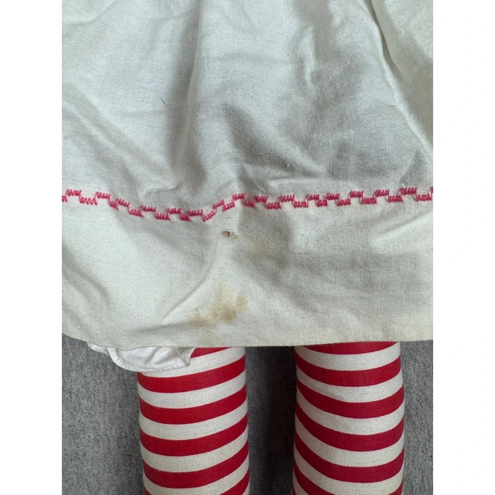 Vintage Raggedy Ann Cloth Doll Red Yarn Hair Floral Dress 20 Inch Plush Toy